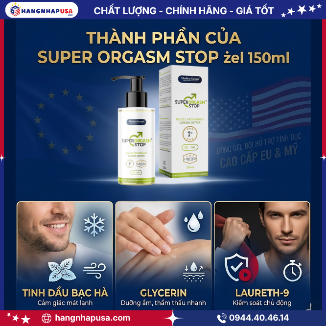 Thành phần của Super Orgasm Stop Zel 150ml