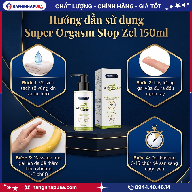 Hướng dẫn sử dụng Super Orgasm Stop Zel 150ml