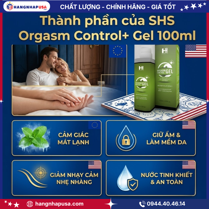 Thành phần của sản phẩm SHS Orgasm Control+ Gel 100ml