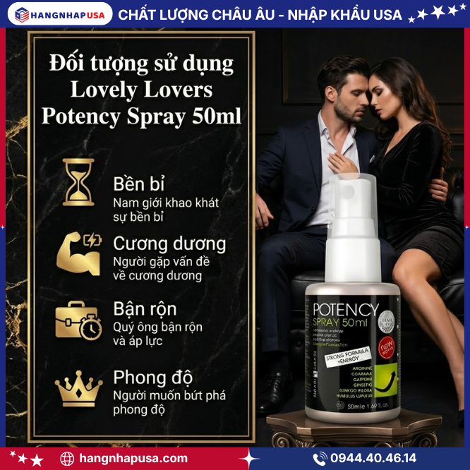 Đối tượng sử dụng Lovely Lovers Potency Spray 50ml