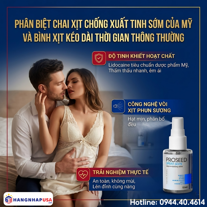 Phân biệt chai xịt chống xuất tinh sớm của Mỹ và bình xịt kéo dài thời gian thông thường