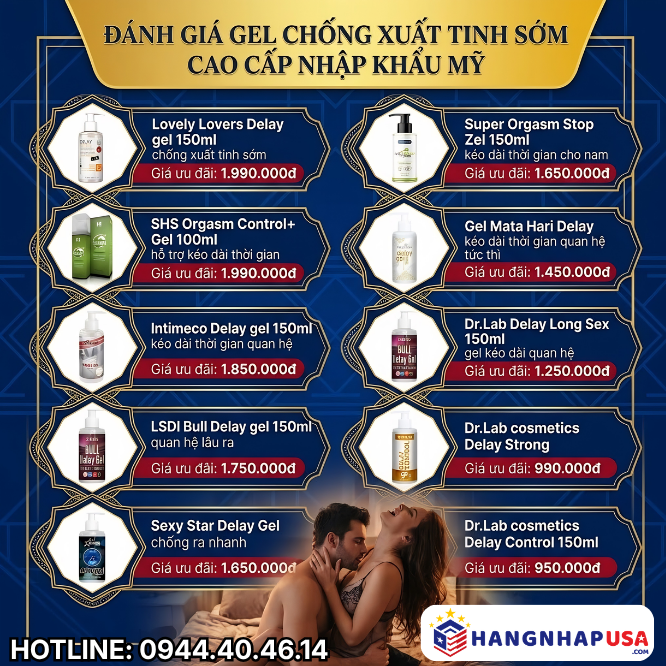 Bảng giá chi tiết gel hỗ trợ lâu ra cho nam nhập khẩu Mỹ