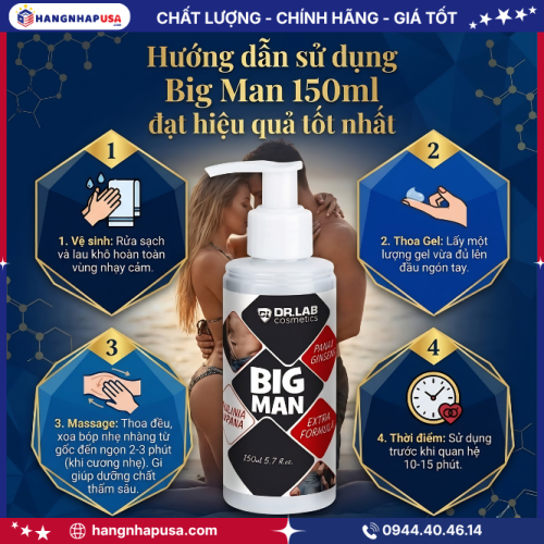 Hướng dẫn sử dụng Big Man 150ml