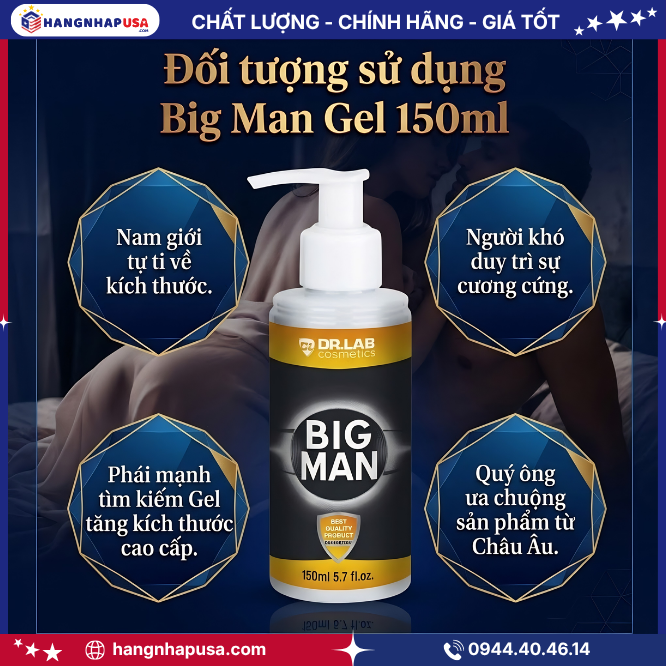 Đối tượng sử dụng Big Man Gel 150ml