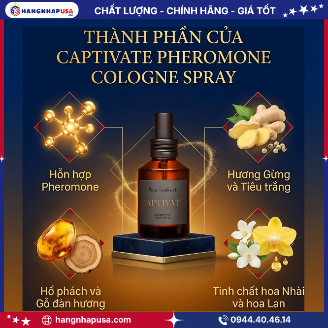 Thành phần sản phẩm Captivate Pheromone Cologne Spray