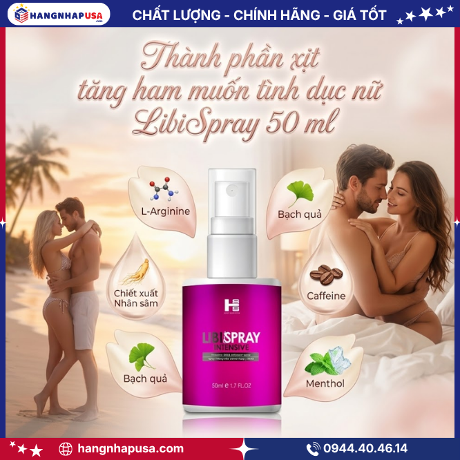 Thành phần của xịt tăng ham muốn tình dục nữ LibiSpray 50 ml