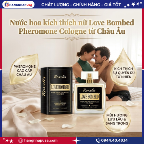 Thông tin về nước hoa kích thích nữ Love Bombed Pheromone Cologne từ Châu Âu