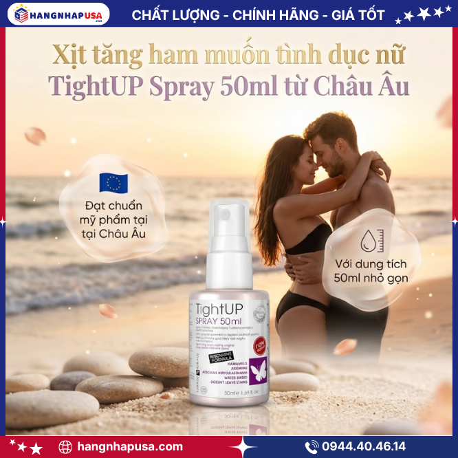 Thông tin về sản phẩm xịt tăng ham muốn tình dục nữ TightUP Spray 50ml từ Châu Âu