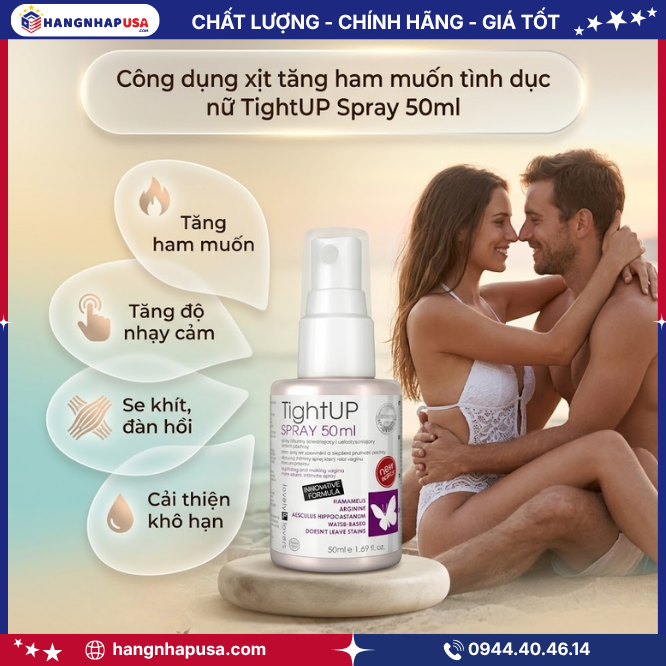 Công dụng xịt tăng ham muốn tình dục nữ TightUP Spray 50ml