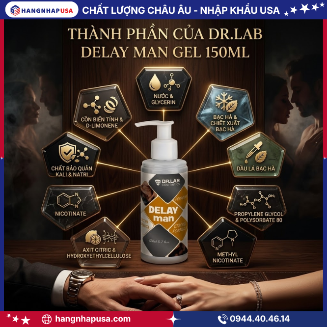 Thành phần của Dr.Lab Delay Man Gel 150ml