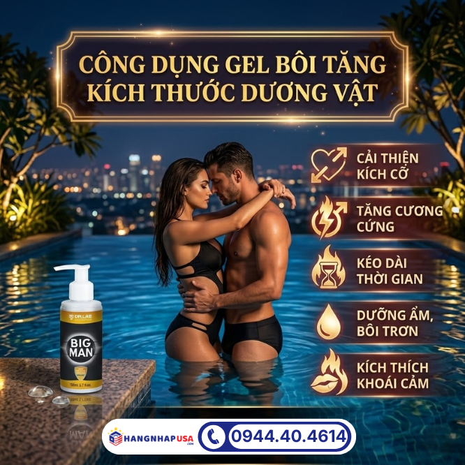 Công dụng gel bôi tăng kích thước dương vật