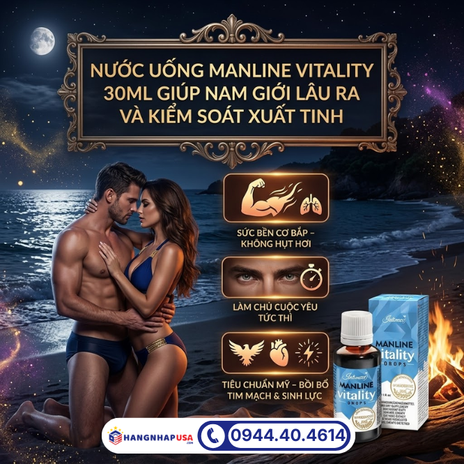 Nước uống Manline Vitality 30ml giúp nam giới lâu ra và kiểm soát xuất tinh