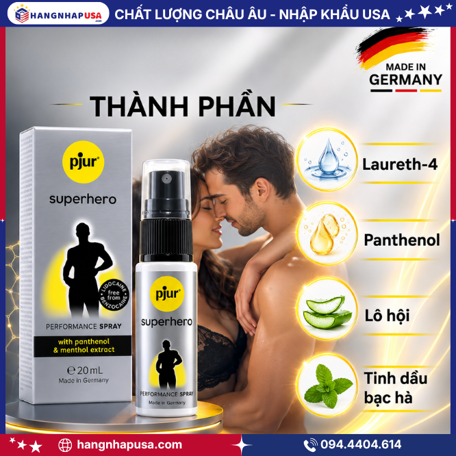 Thành phần của Superhero Performance Spray 20ml