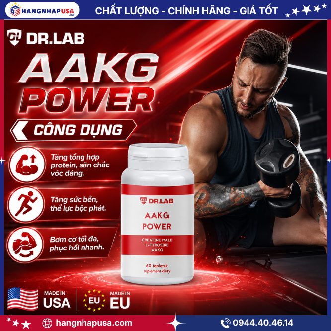 Công dụng của viên uống tăng cơ bắp AAKG POWER 60 viên