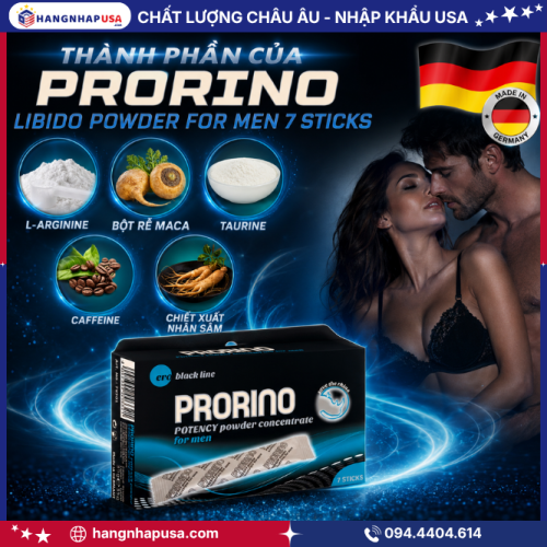 Thành phần của Prorino Libido Powder For Men 7 sticks
