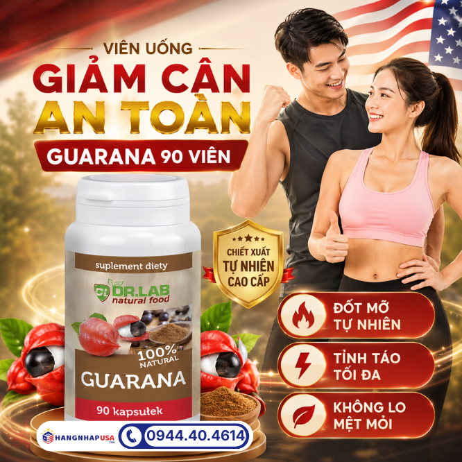 Viên uống giảm cân an toàn Guarana 90 viên