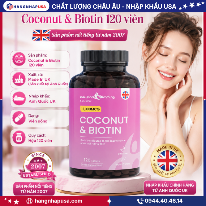 Giới thiệu sản phẩm Coconut & Biotin 120 viên