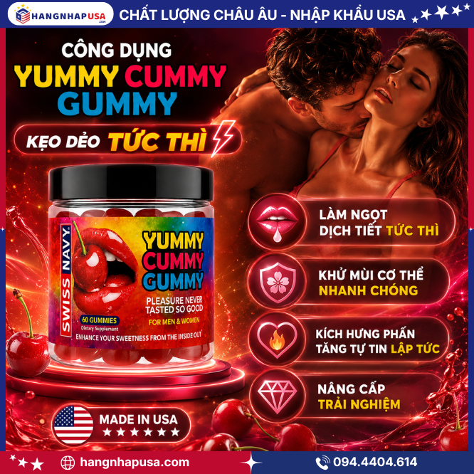 Công dụng kẹo dẻo tức thì Swiss Navy Yummy Cummy Gummy 60 viên