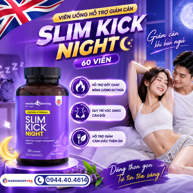 Viên uống hỗ trợ giảm cân Slim Kick Night 60 viên